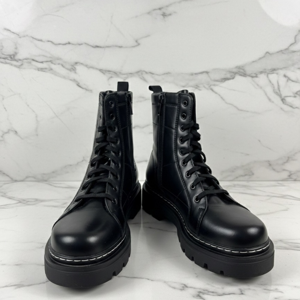 NWT Zara Black Lace-Up Combat Boots size 12